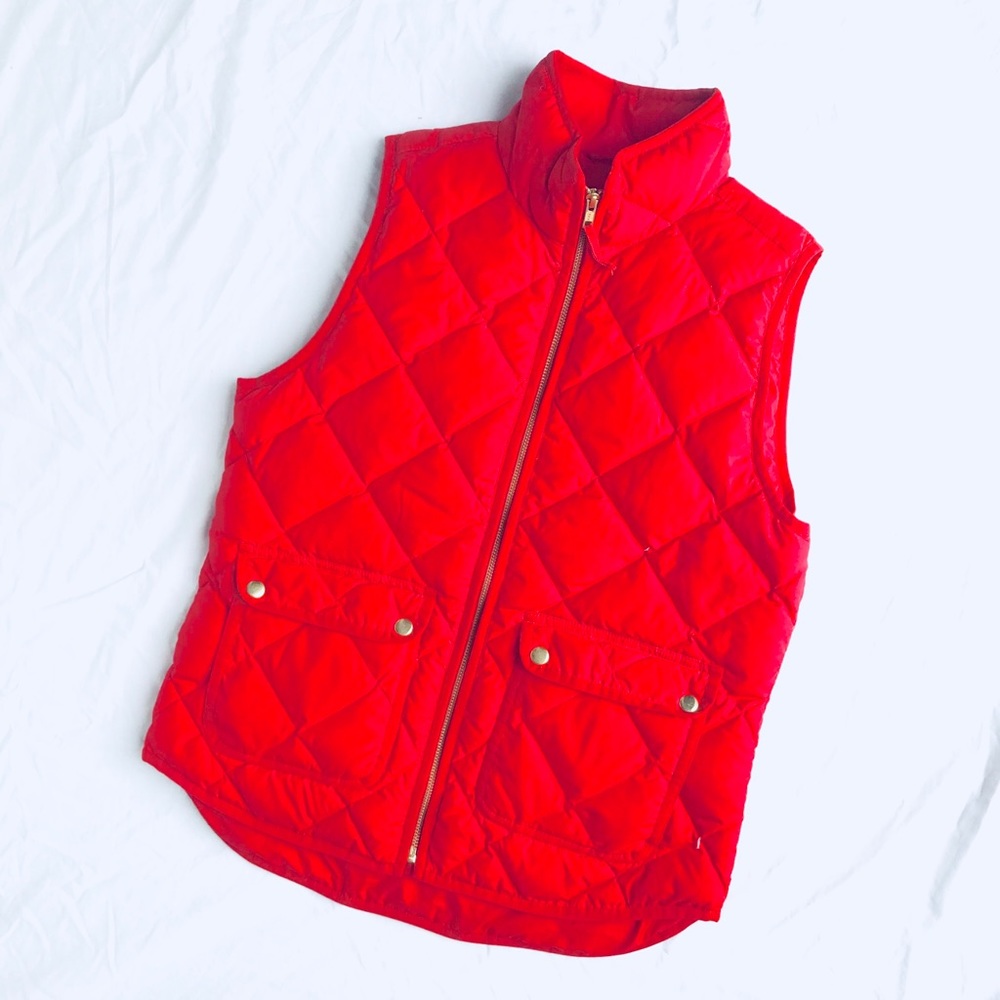 Red J. Crew Puffer Vest